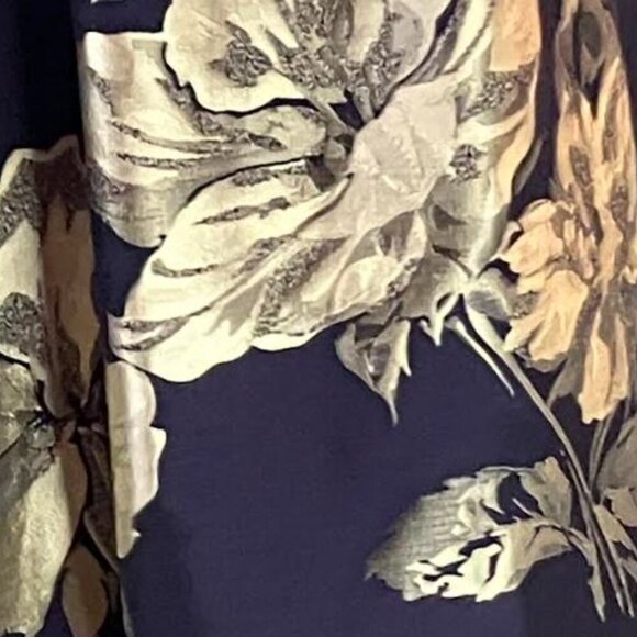 Xscape Maxi Brocade Formal Cocktail Dress Navy and Gold Size 22  EUC - Picture 12 of 15